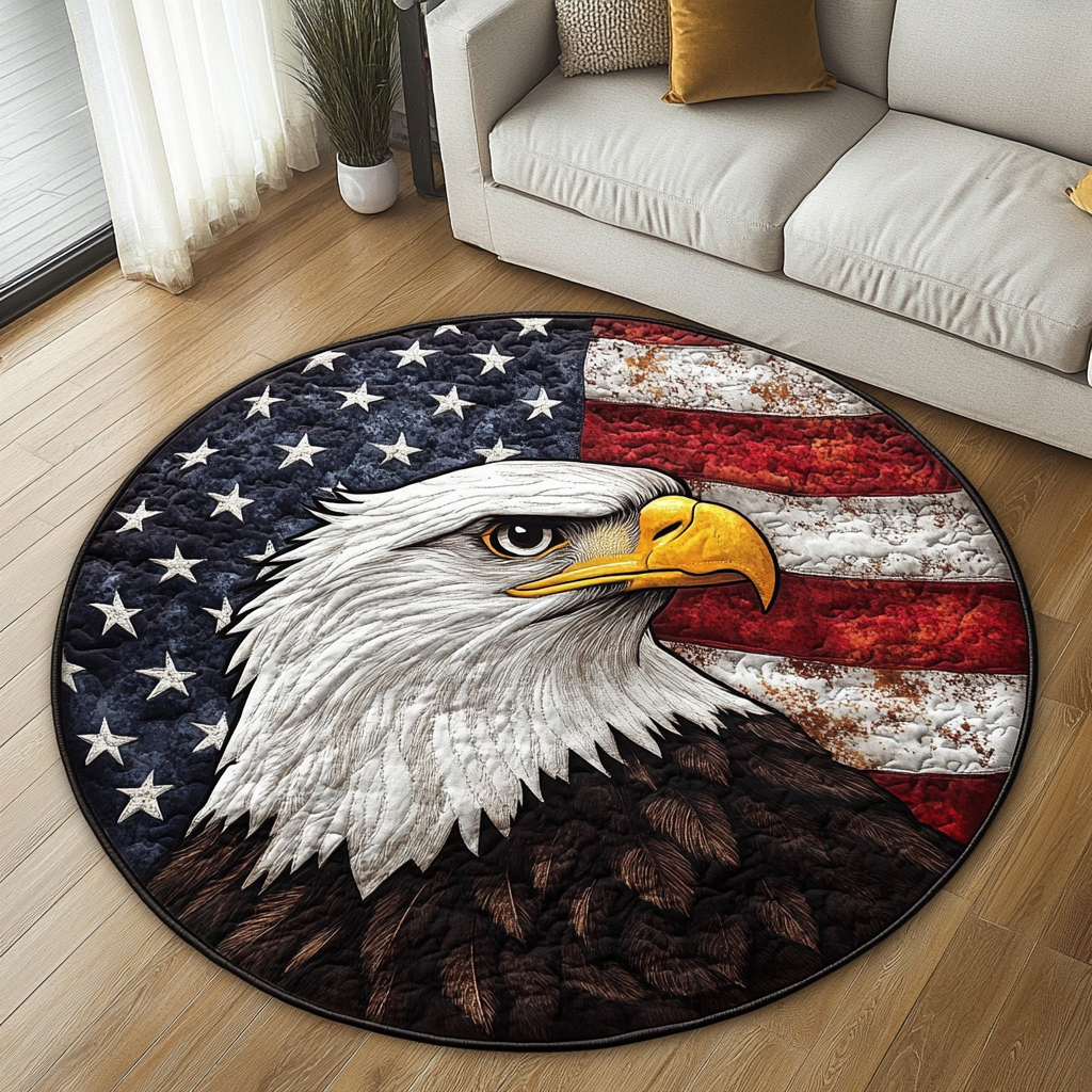 Eagle Pride Quilted Round Mat Living Area Decor Ideas Patriotic Unique Eagle Gifts