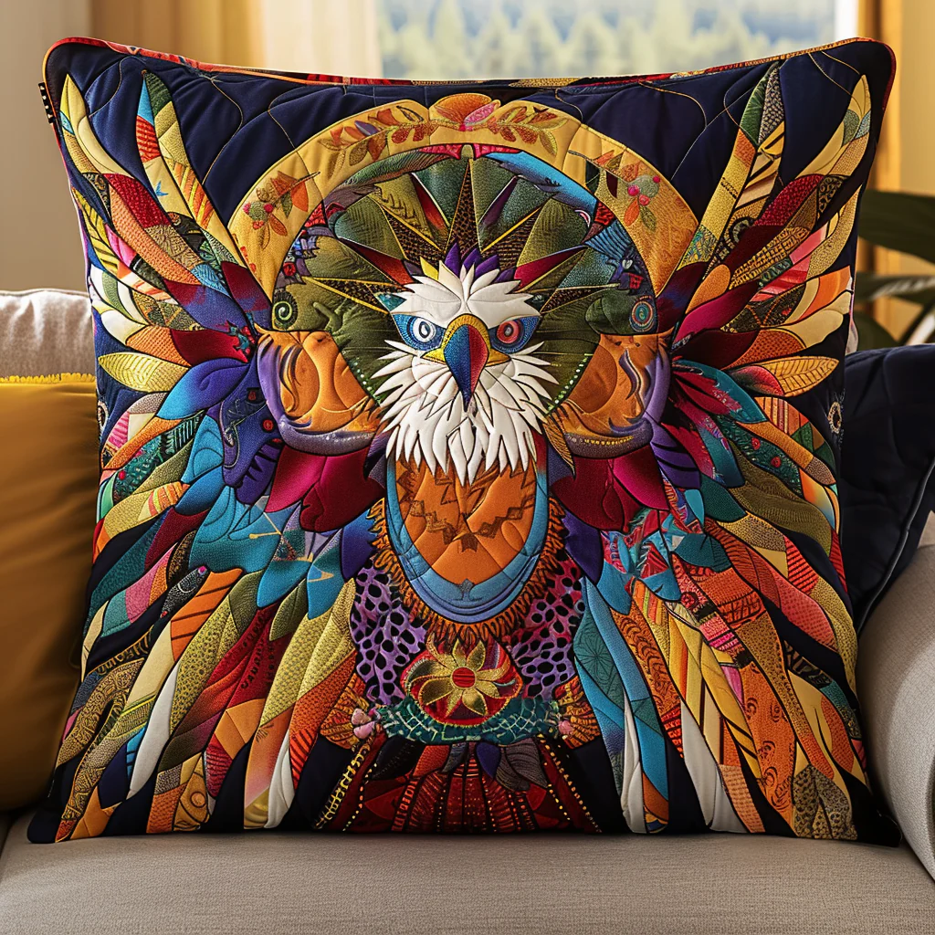 Eagle Spirit Guardian Quilted Pillow Case Couch Pillow Cover Decor Gifts For Daughter