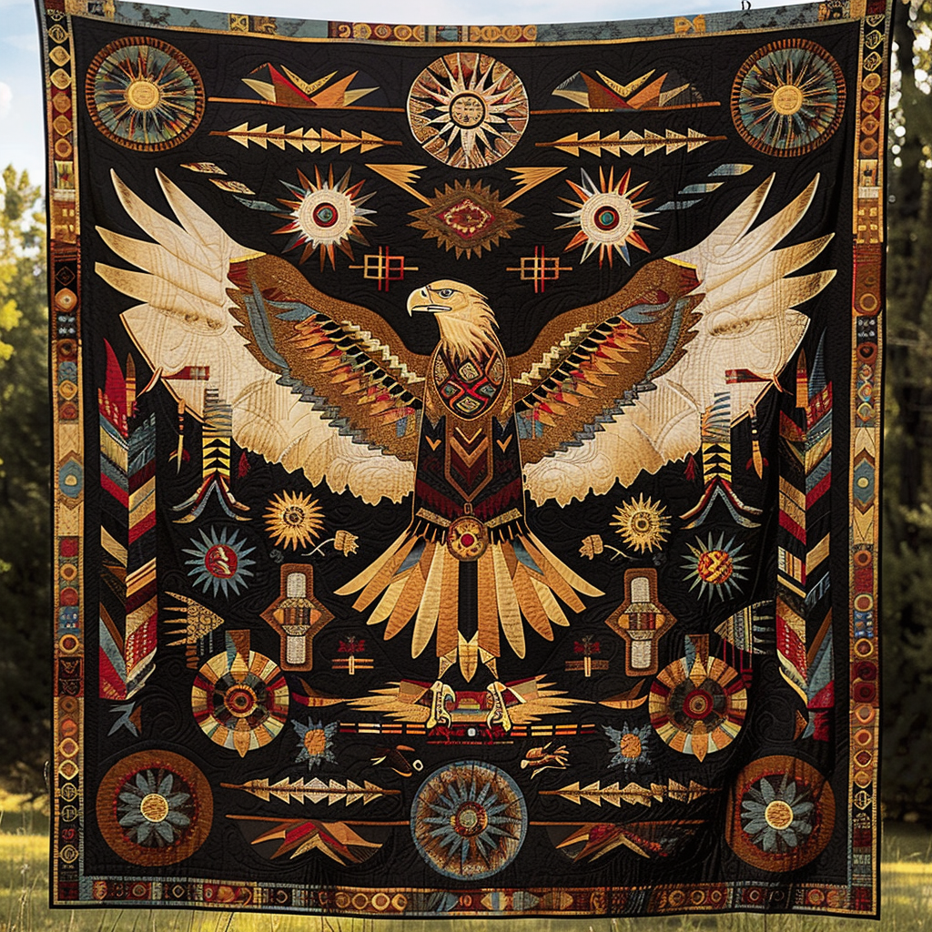 Eagle Spirit Quilted Blanket Bed Room Art Native American Mom Gift ideas