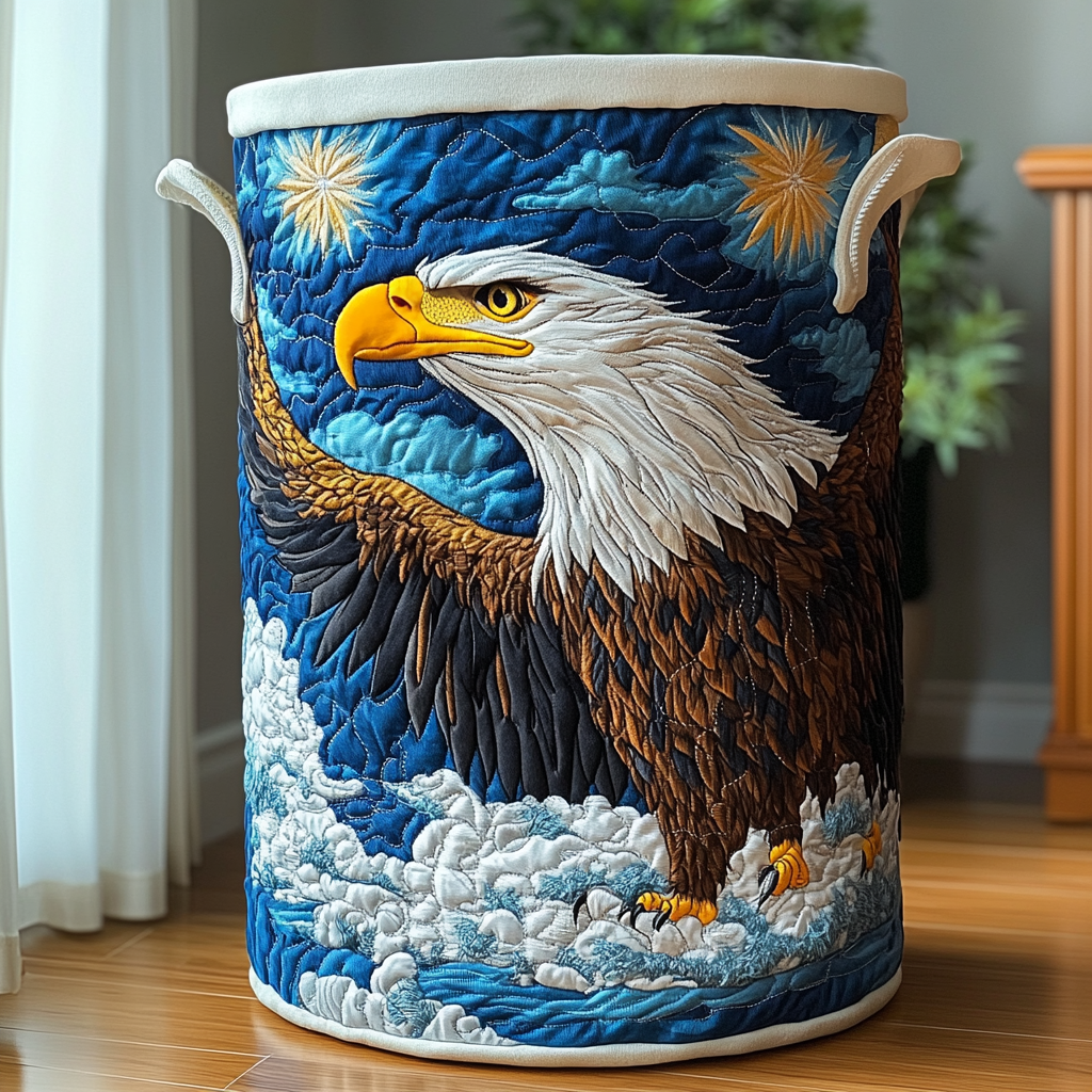 Eagle Spirit Quilted Laundry Basket Basket Of Clothes Patriotic Eagle Items Gifts