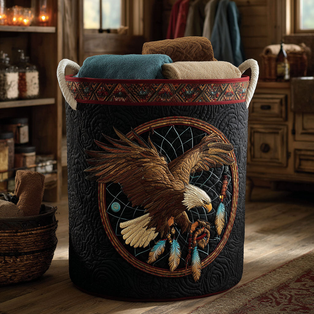 Eagle Spirit Quilted Laundry Basket Best Clothes Hamper Native American Presents