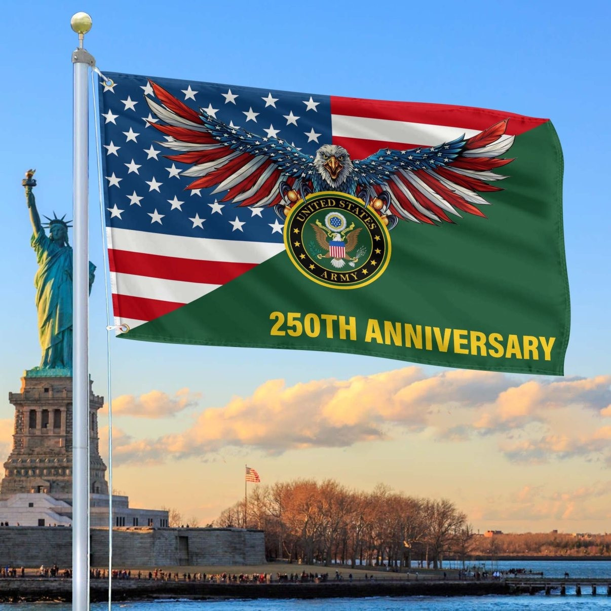 Eagle U.S Army 250th Anniversary Flag Awesome Decoration Present For Veterans Family