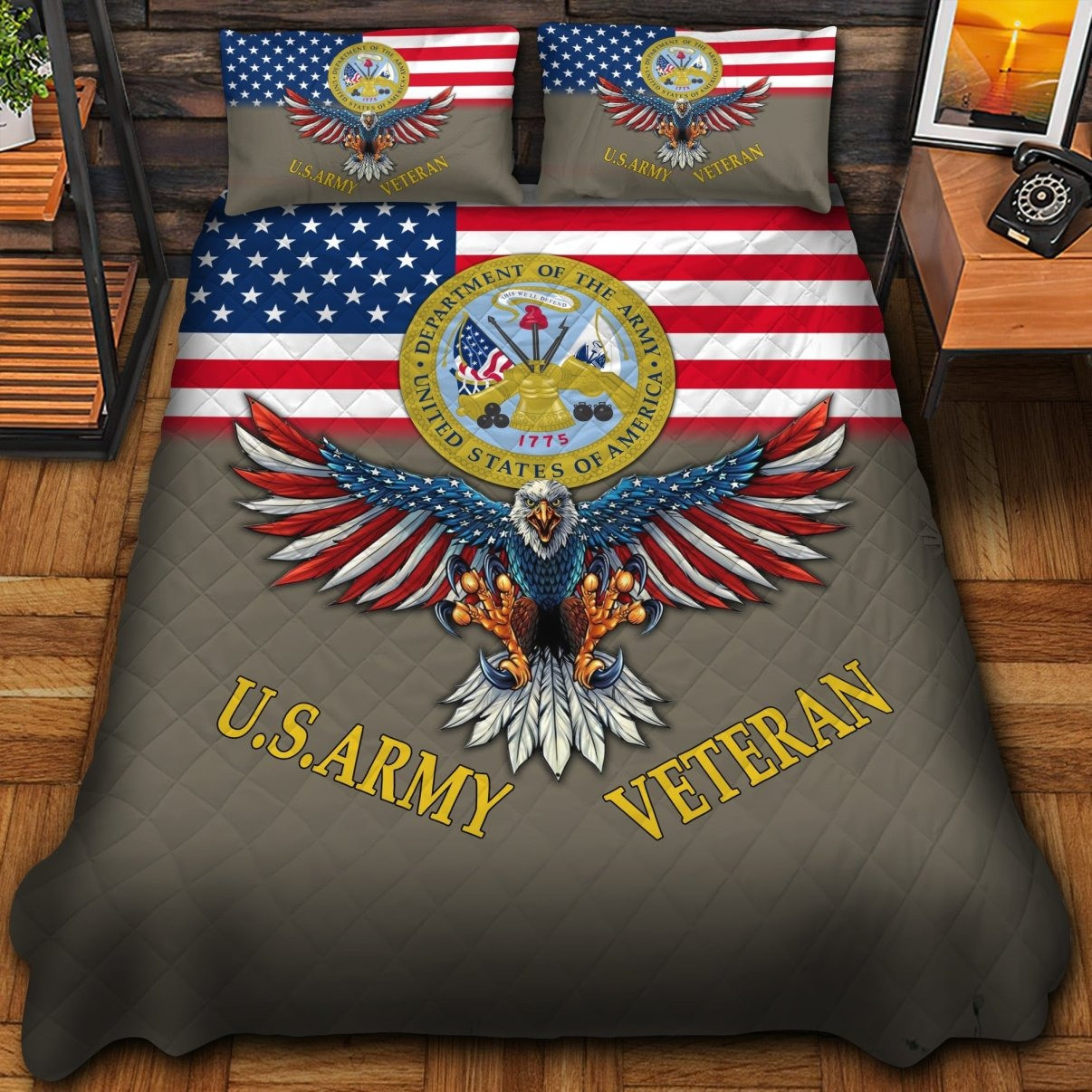 Eagle U.S Army Veteran Bedding Set Awesome Duvet Cover Present For Veterans