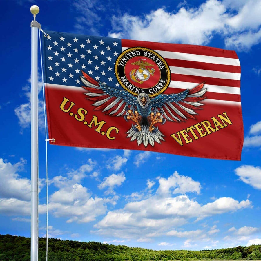 Eagle USMC Veteran Flag American Flag US Marine Corps Merch Outdoor Decor Gifts For Veteran