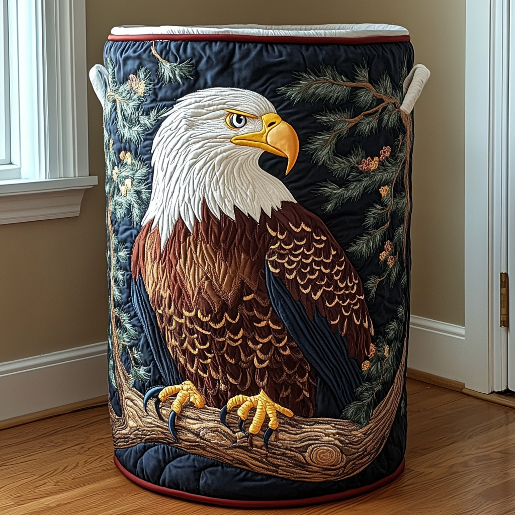 Eagle Watch Quilted Laundry Basket Best Clothes Basket Patriotic Best Eagle Gifts