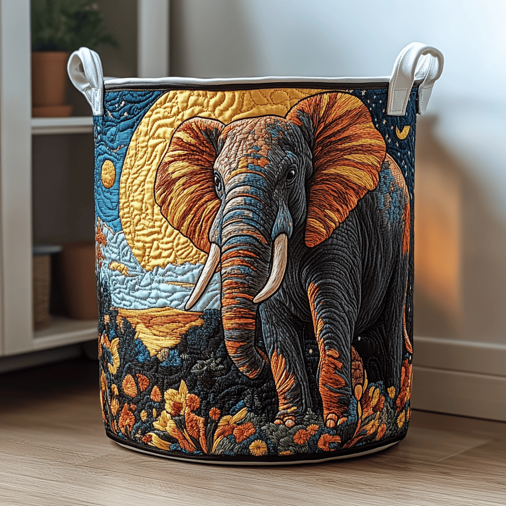 Earthy Elephant Quilted Laundry Basket The Laundry Basket Unique Elephant Presents