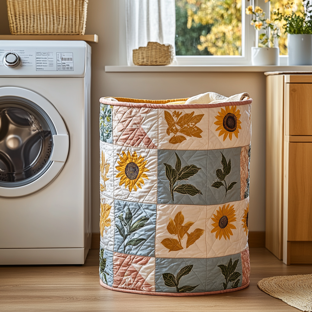 Earthy Garden Quilted Laundry Basket Clothes Hamper Best Presents For Mothers