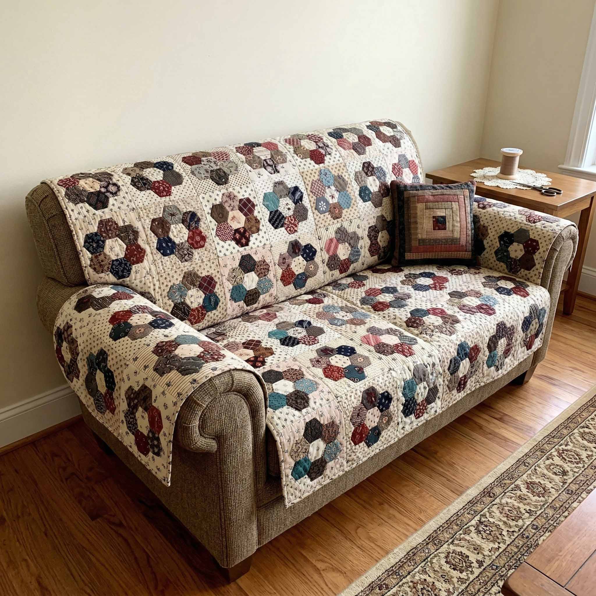 Earthy Posy Quilted Sofa Cover Sofa Seat Protector Christmas Presents For Couples
