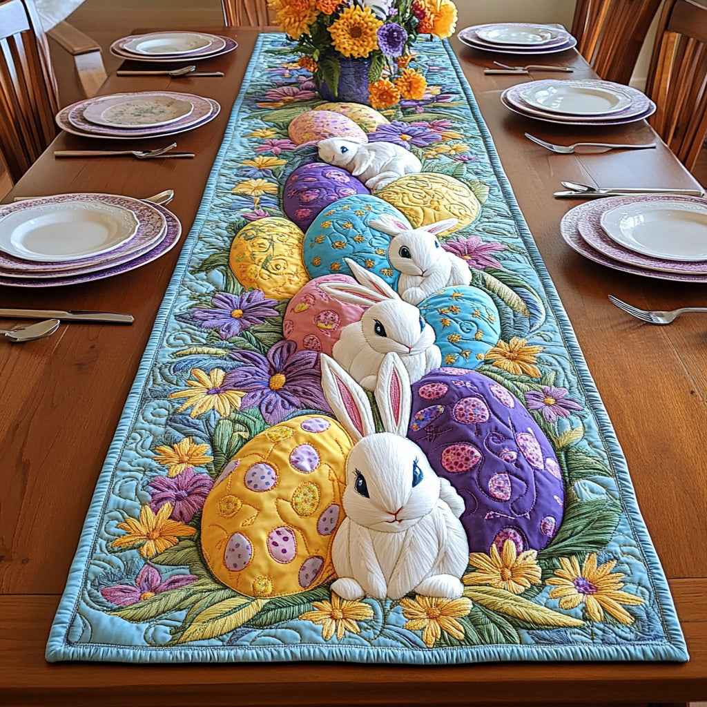 Easter Bunnies Quilted Table Runner Easter Spring Table Runner Unique Easter Gifts