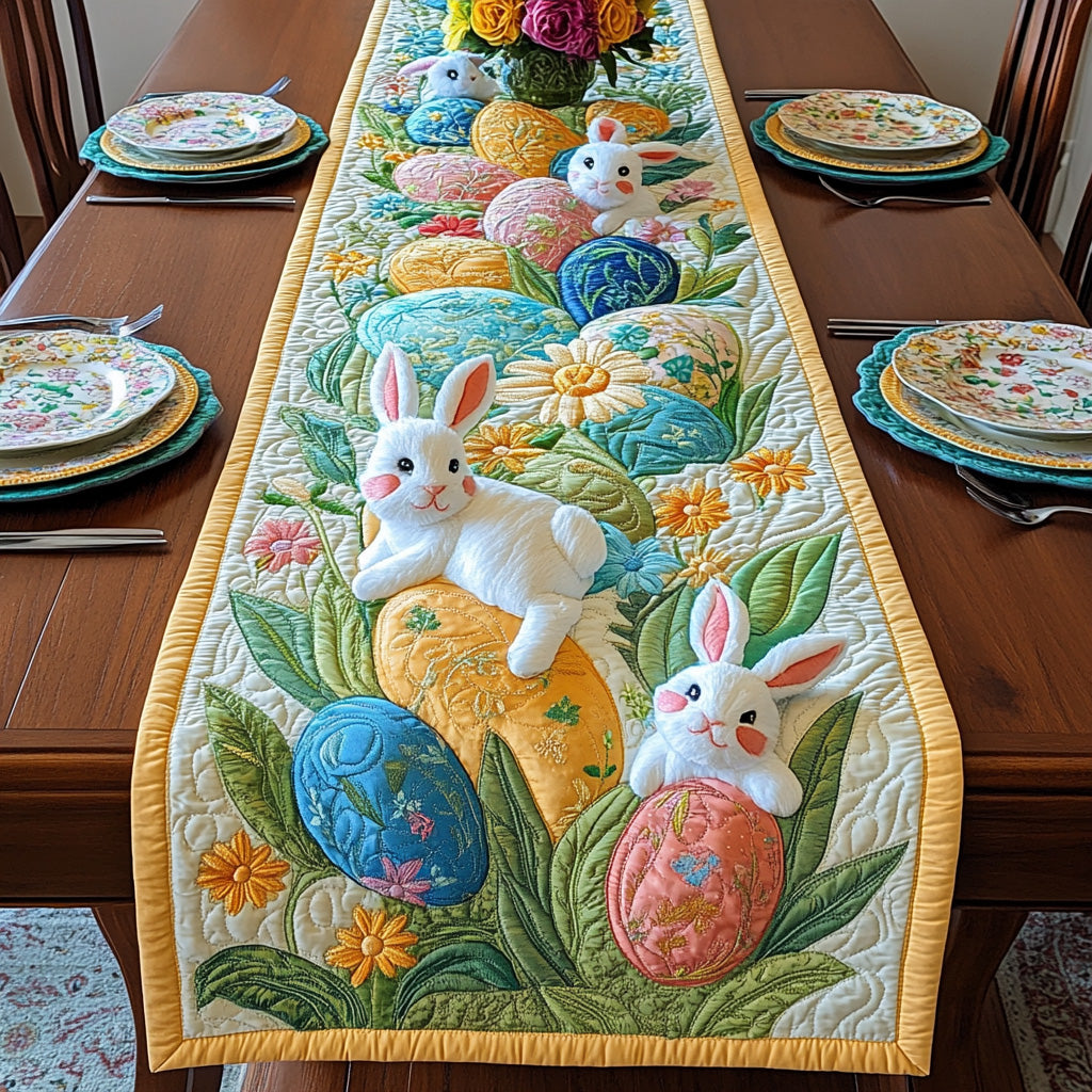 Easter Bunnies Quilted Table Runner Easter Table Runner Decor Happy Easter Decorations