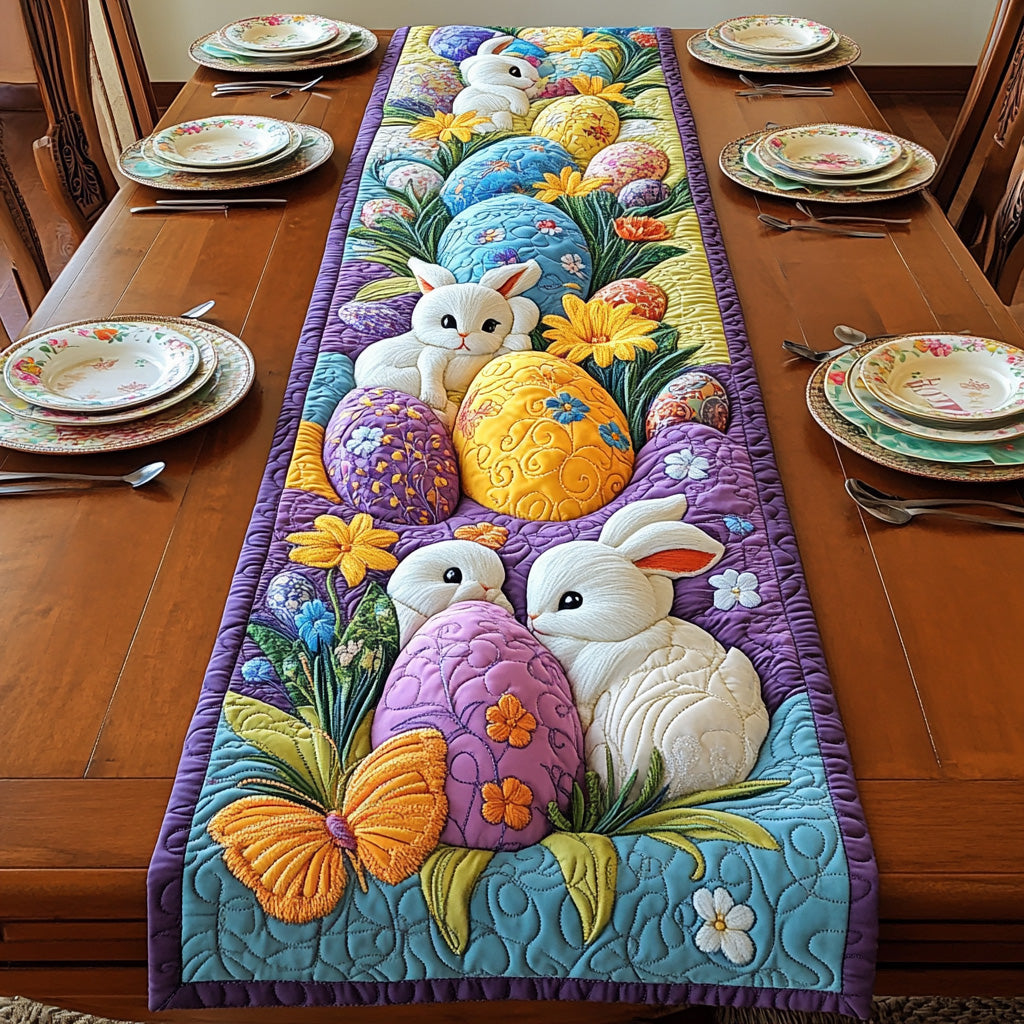 Easter Bunnies Quilted Table Runner Happy Easter Table Runner Easter Home Decor