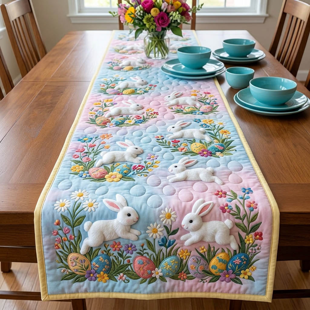 Easter Bunny Quilted Table Runner Easter Spring Table Runner Best Easter Gifts