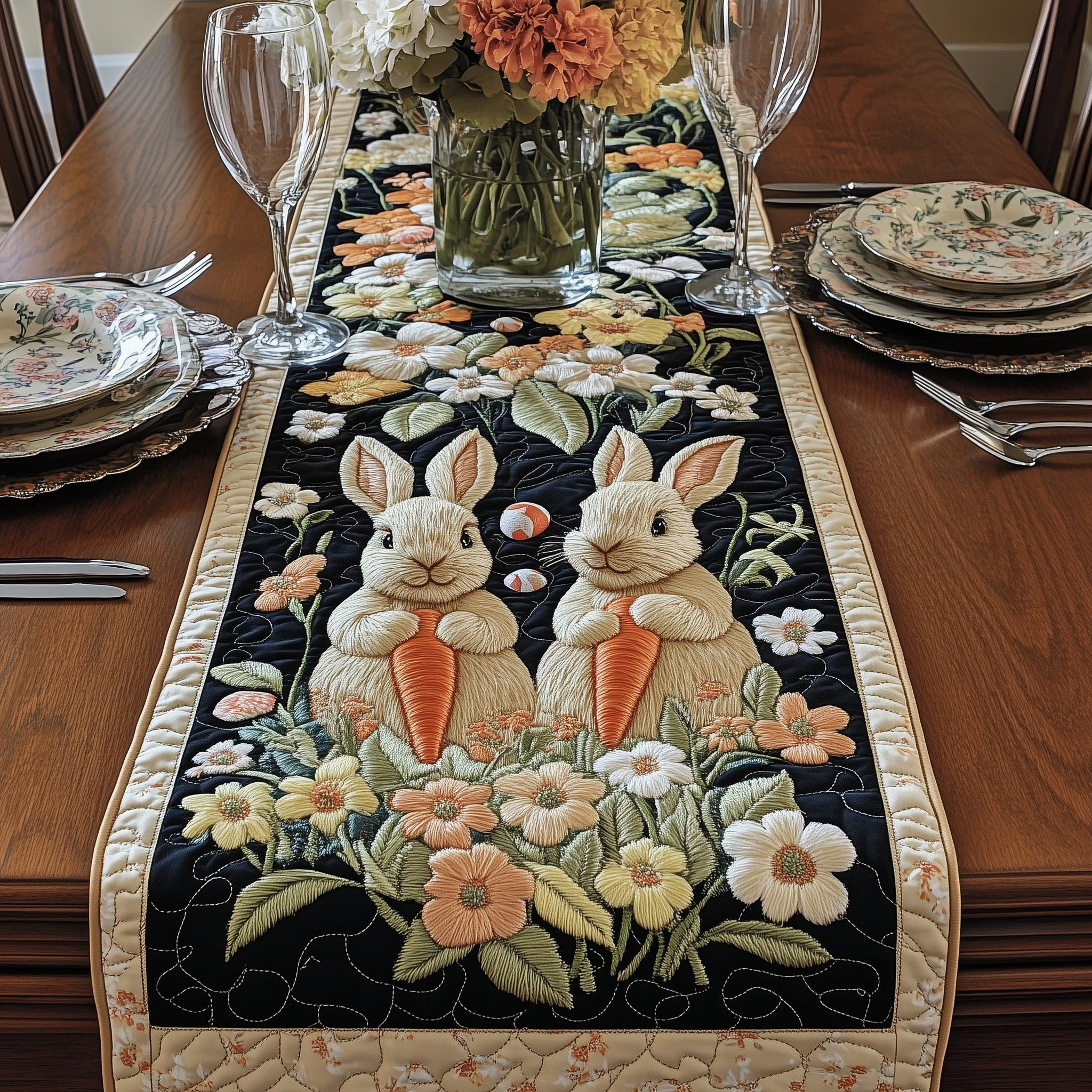 Easter Bunny Quilted Table Runner Easter Sunday Table Decorations First Aid Kit For Rabbits
