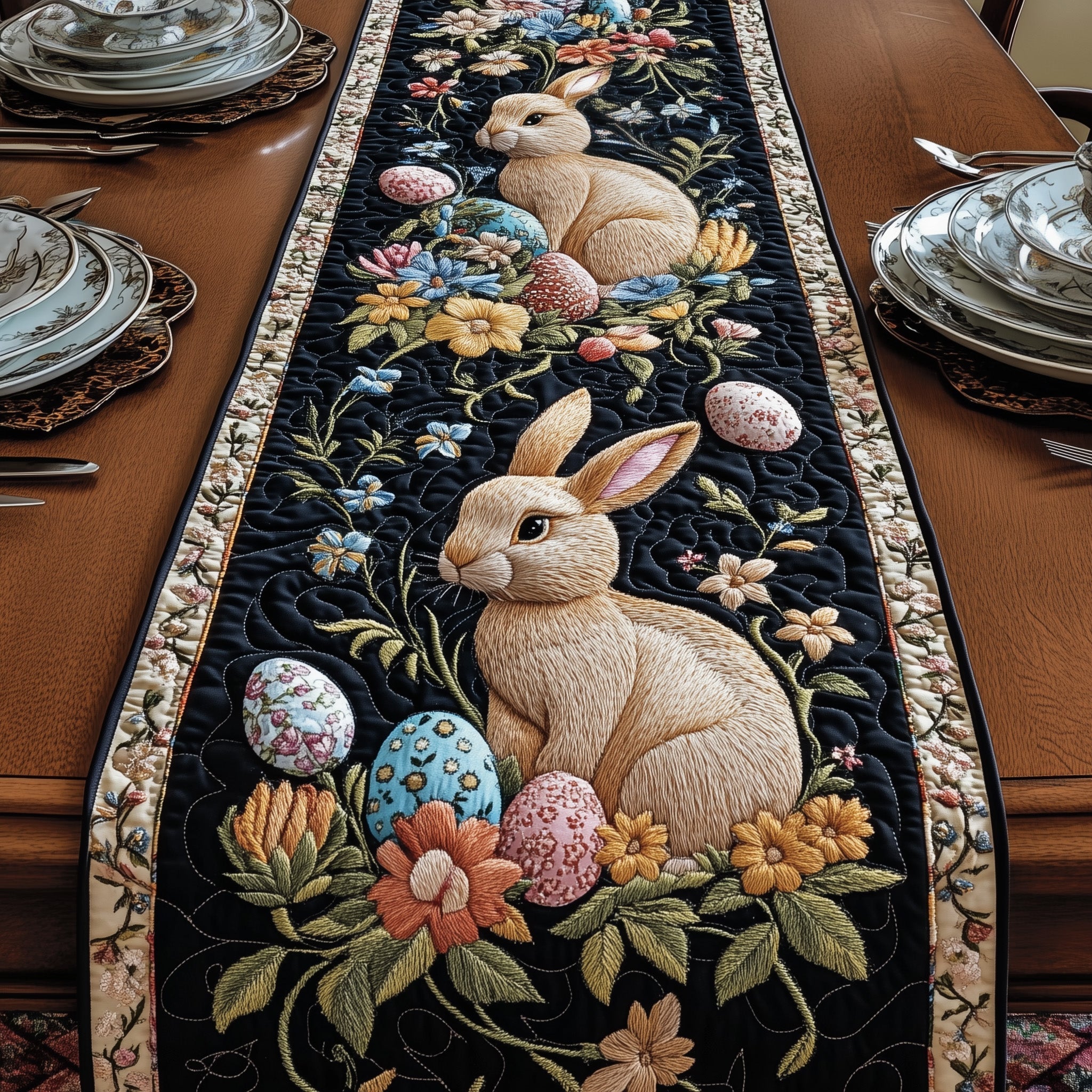 Easter Bunny Quilted Table Runner Easter Table Runner Decor Gifts For Bunny Rabbit Lovers