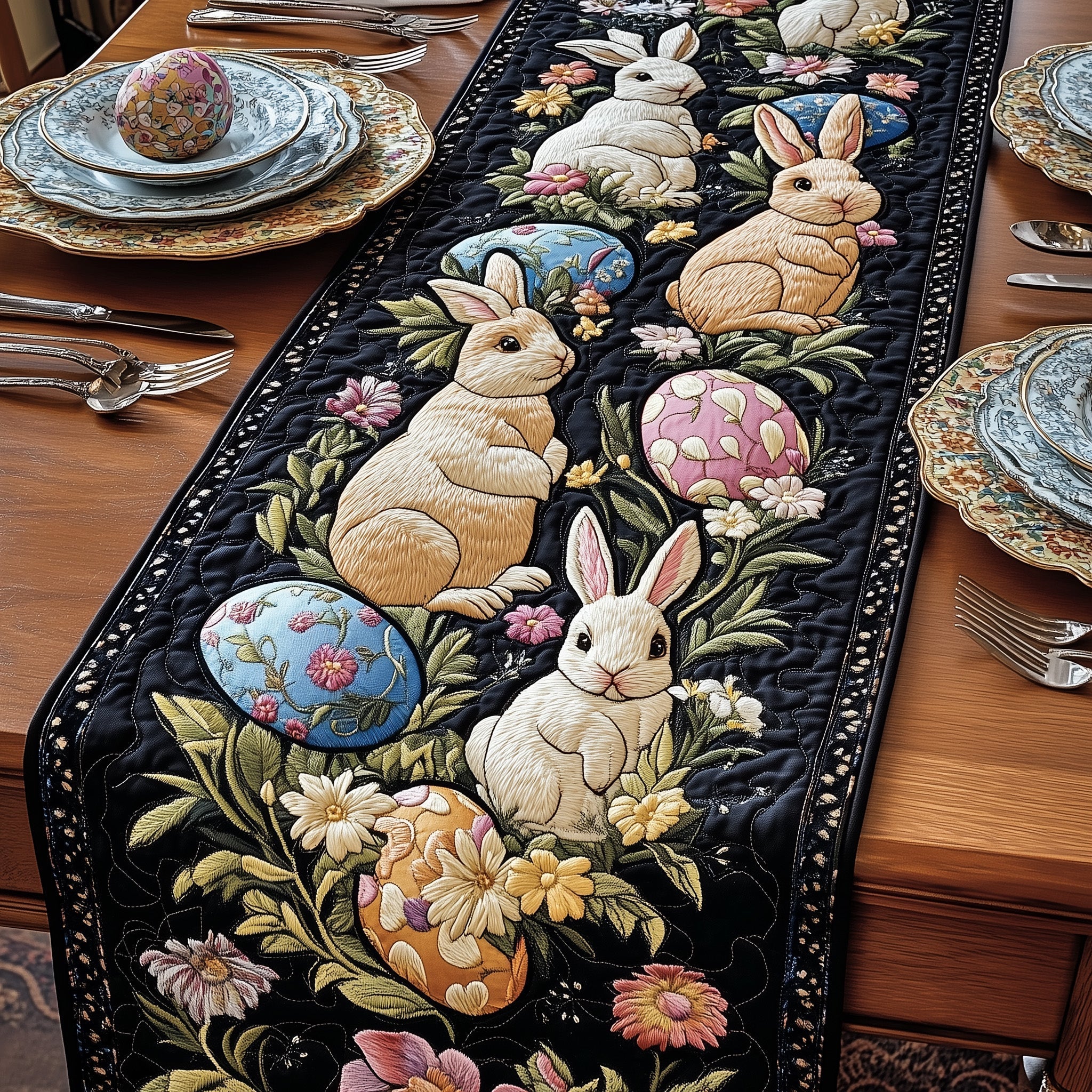Easter Bunny Quilted Table Runner Easter Themed Table Runner Gifts For Bunny Lovers