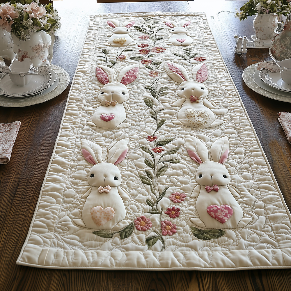 Easter Bunny Quilted Table Runner He Is Risen Table Decor Cute Easter Gifts