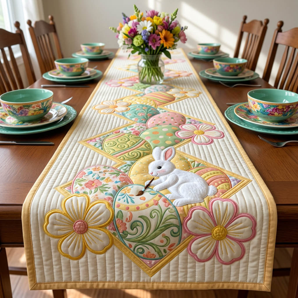 Easter Bunny Quilted Table Runner Holiday Themed Table Runners Easter Presents For Family