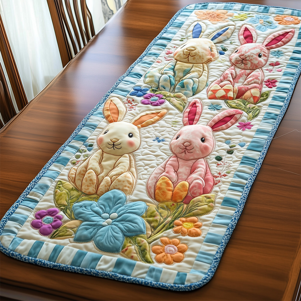 Easter Bunny Quilted Table Runner Rustic Easter Table Decor Easter Themed Gifts