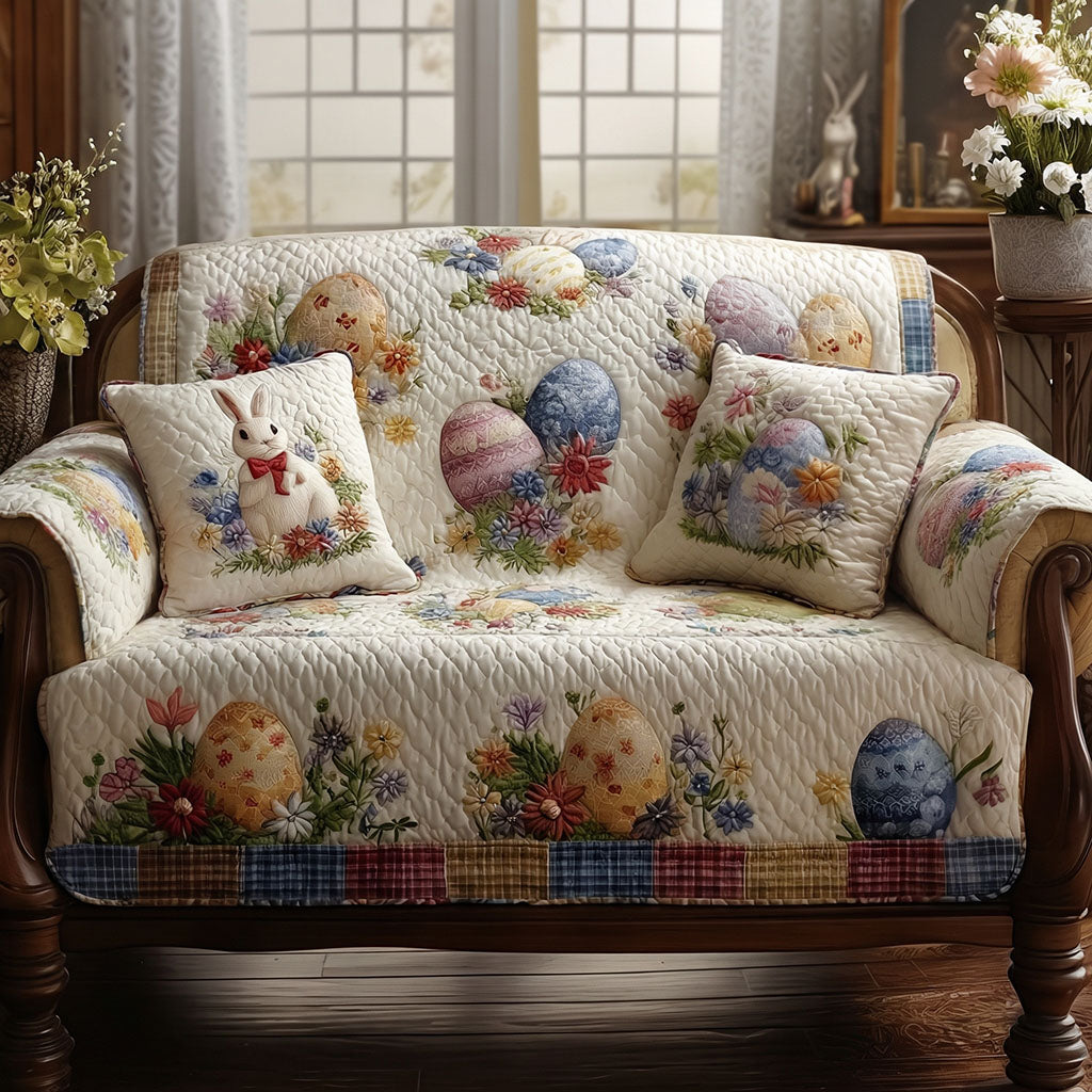 Easter Egg Garden Quilted Sofa Cover Couch And Loveseat Covers Easter Themed Gifts