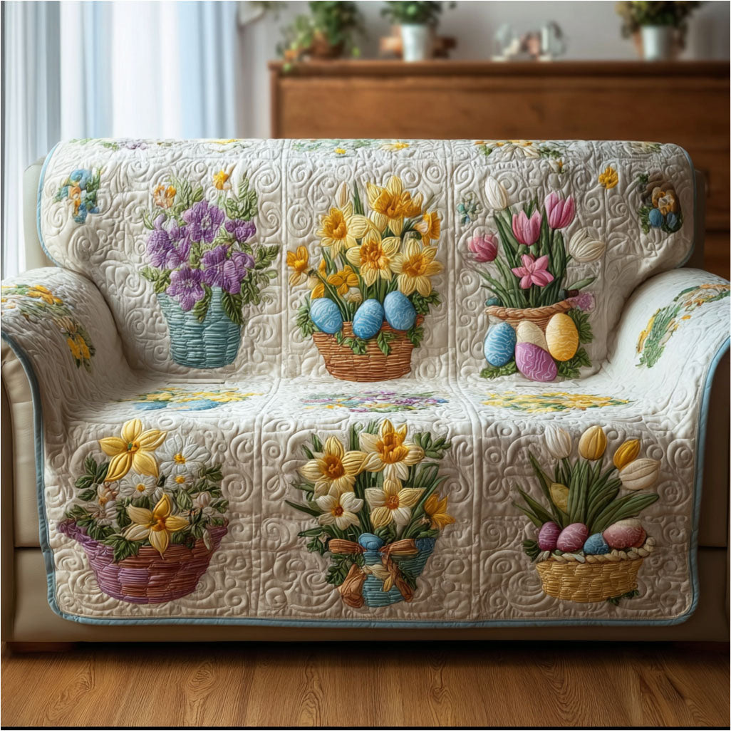 Easter Egg Medley Quilted Sofa Cover Furniture Couch Covers Easter Gifts For Family