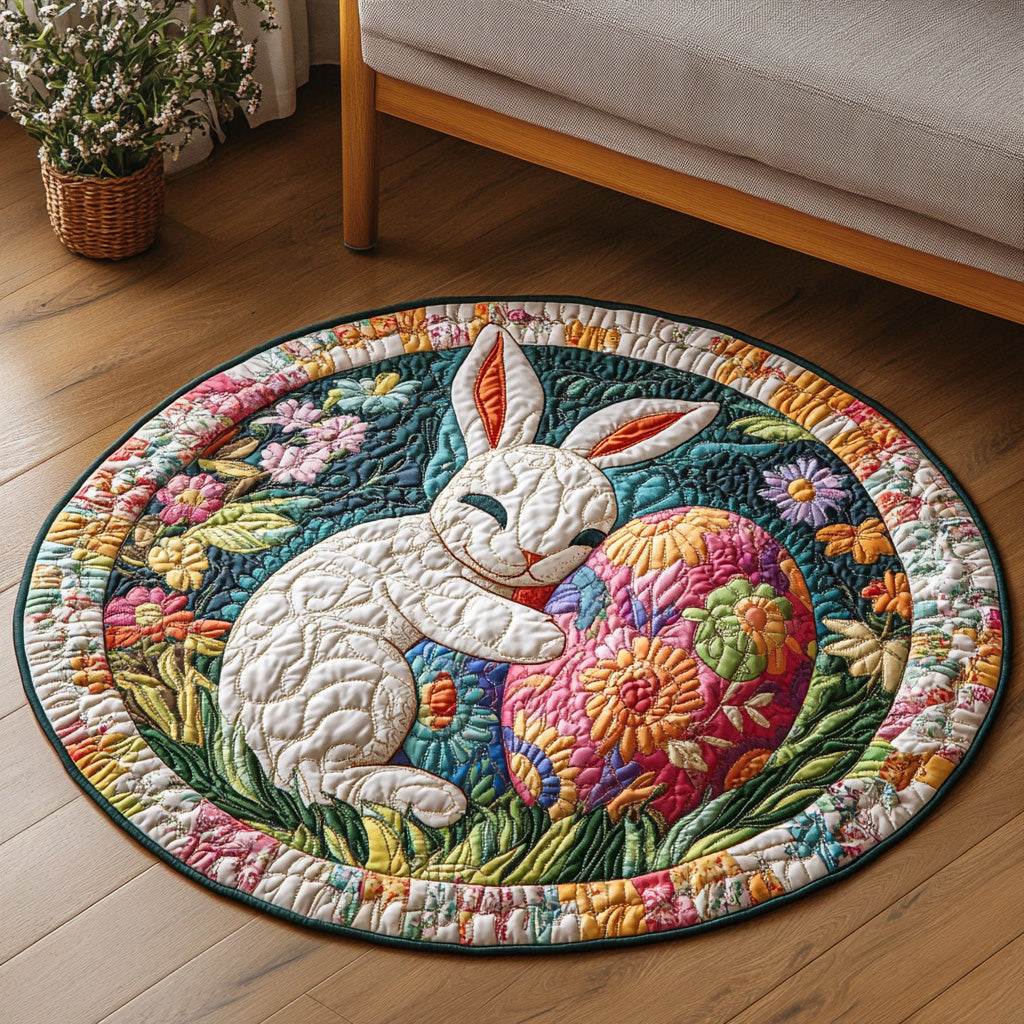 Easter Hug Quilted Round Mat Large Round Rugs Cute Easter Gift Items