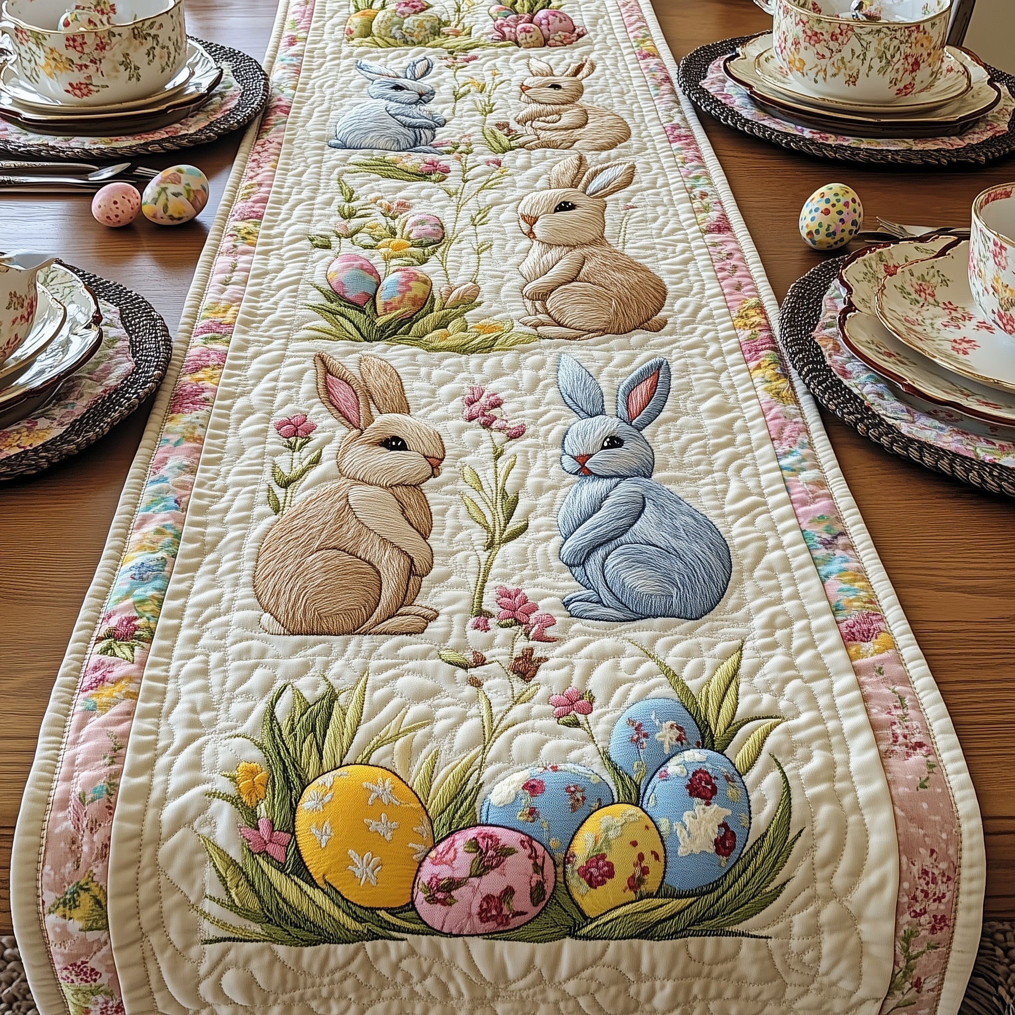 Easter Joy Quilted Table Runner Easter Table Runner Ideas Presents For Rabbit Owners