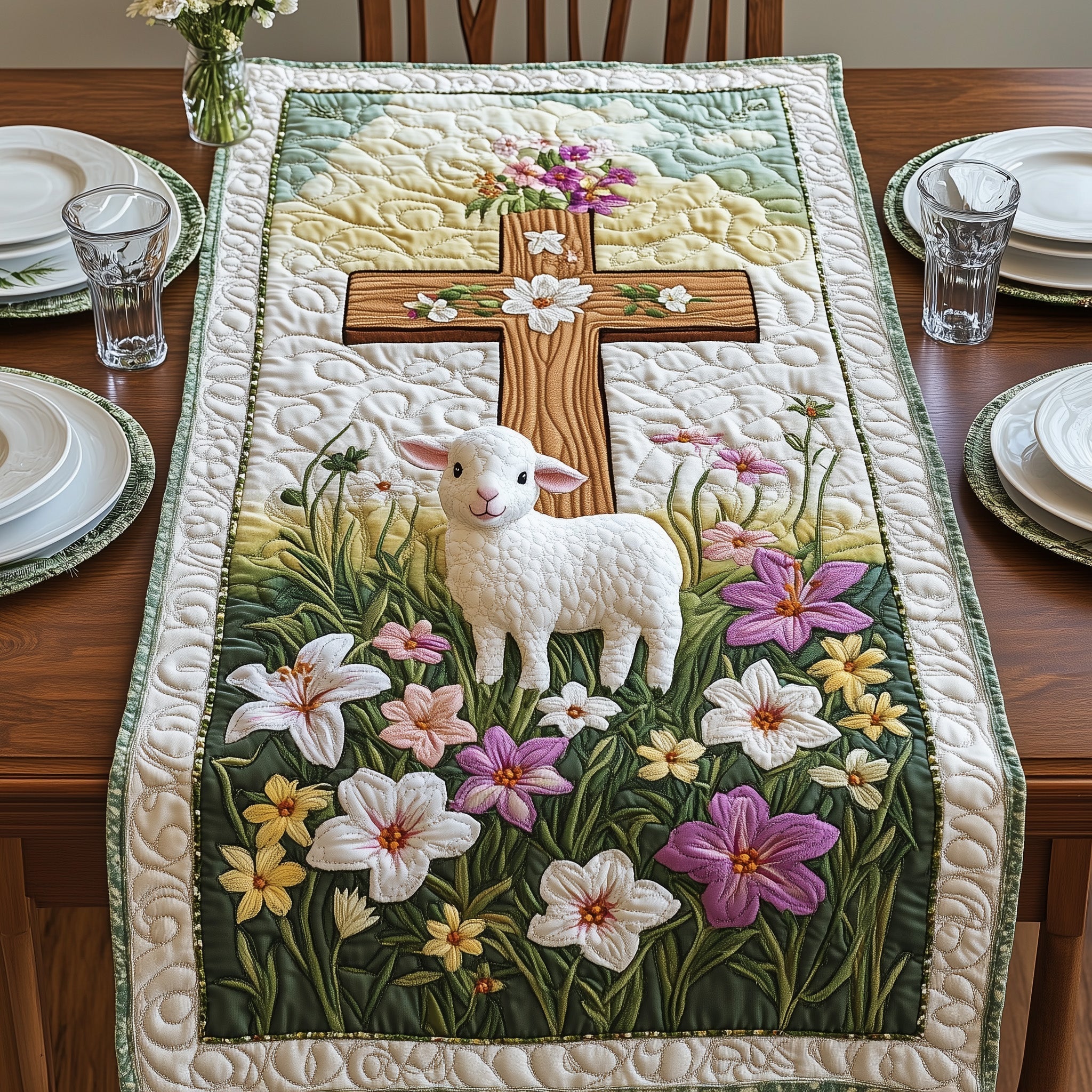 Easter Lamb Quilted Table Runner Easter Bunny Table Runner Easter Gifts For Men