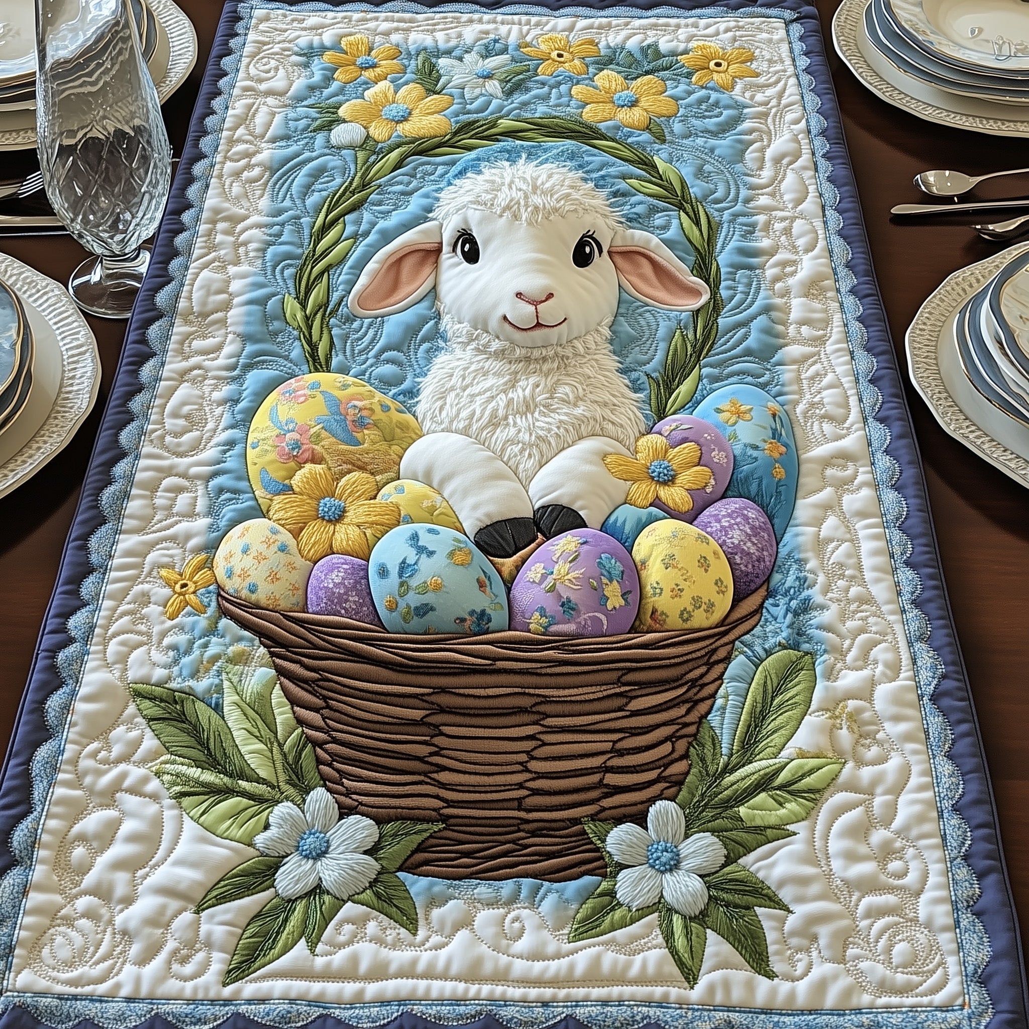 Easter Lamb Quilted Table Runner Easter Spring Table Runner Unique Easter Gifts Holiday