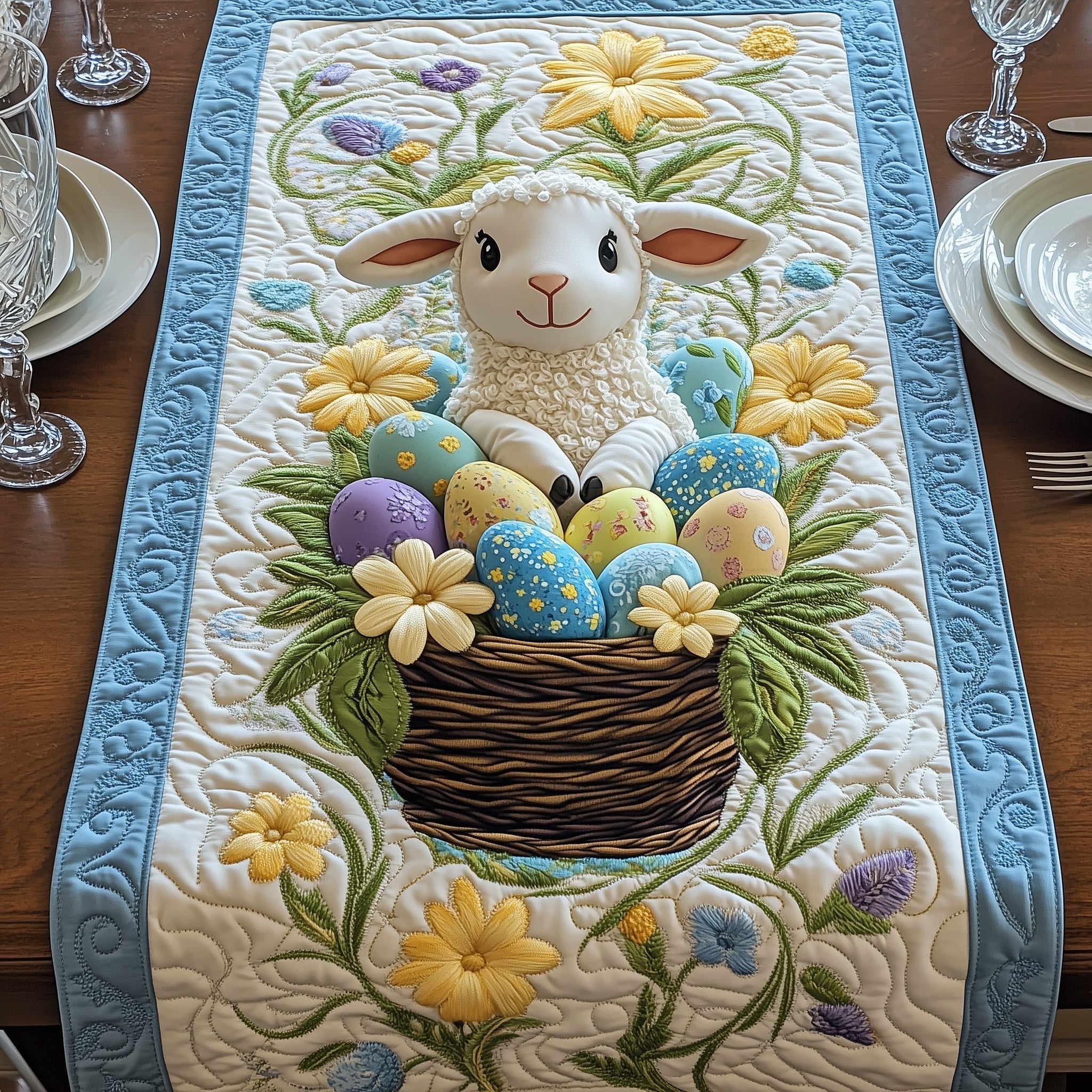 Easter Lamb Quilted Table Runner He Is Risen Table Decor Unique Easter Gifts