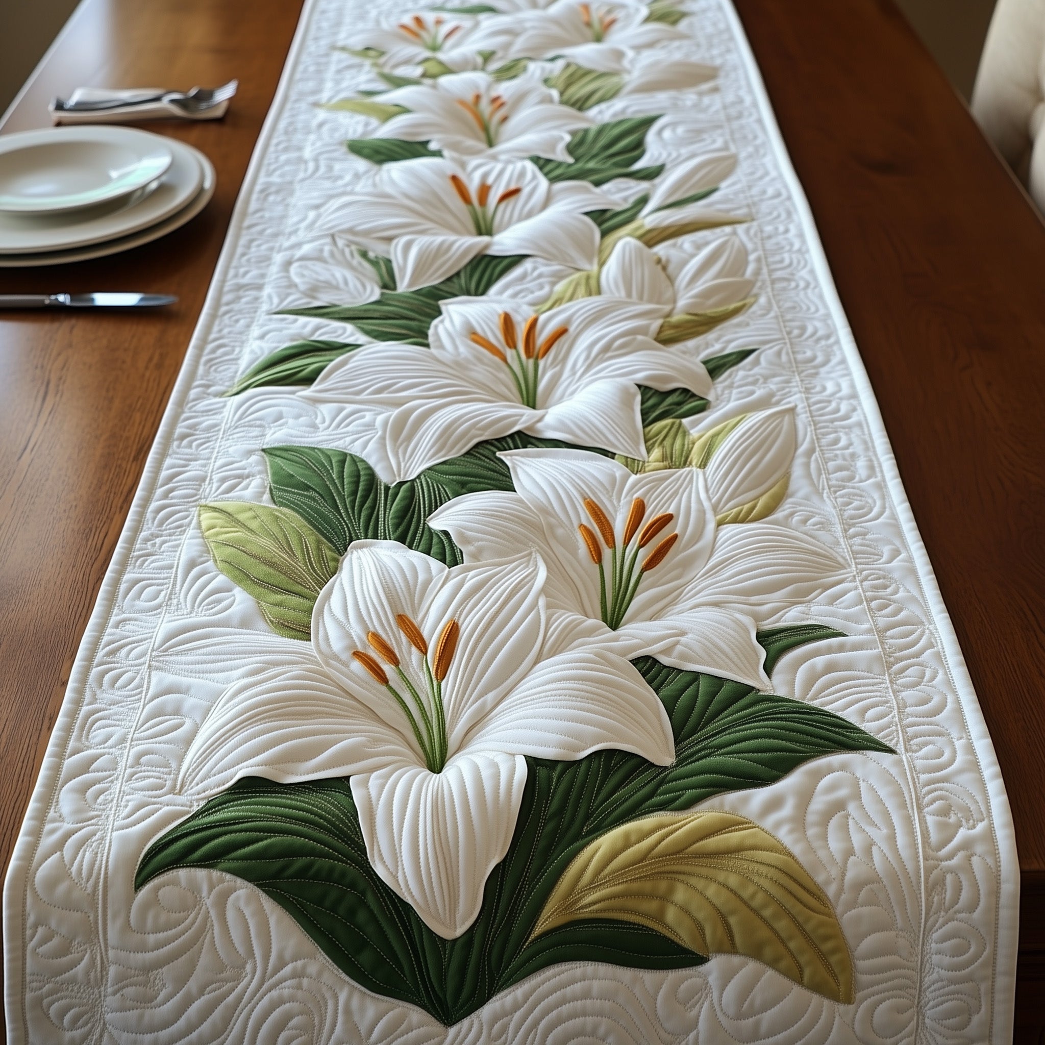 Easter Lily Blessings Quilted Table Runner Easter Table Decor Ideas Best Easter Gifts