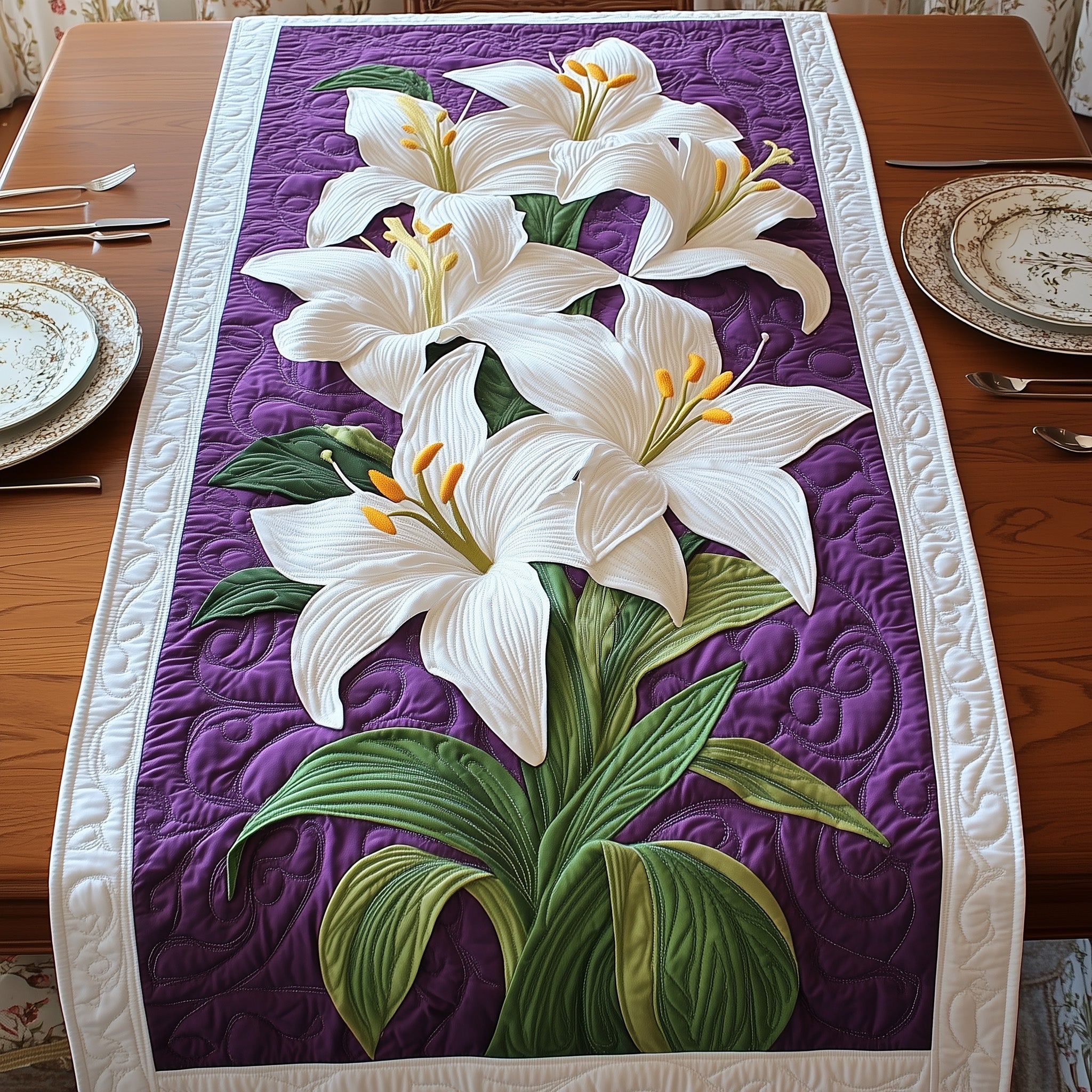 Easter Lily Blessings Quilted Table Runner Easter Table Decor Ideas Easter Gifts To Send