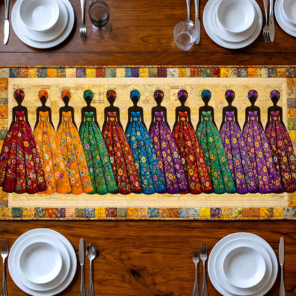 Ebony Glow Quilted Table Runner Bohemian Style Table Runner African American Heritage Month Gifts