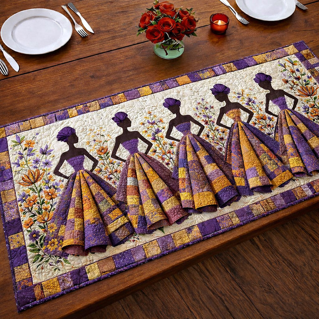 Ebony Glow Quilted Table Runner Boho Macrame Table Runner Gifts For Black History Month
