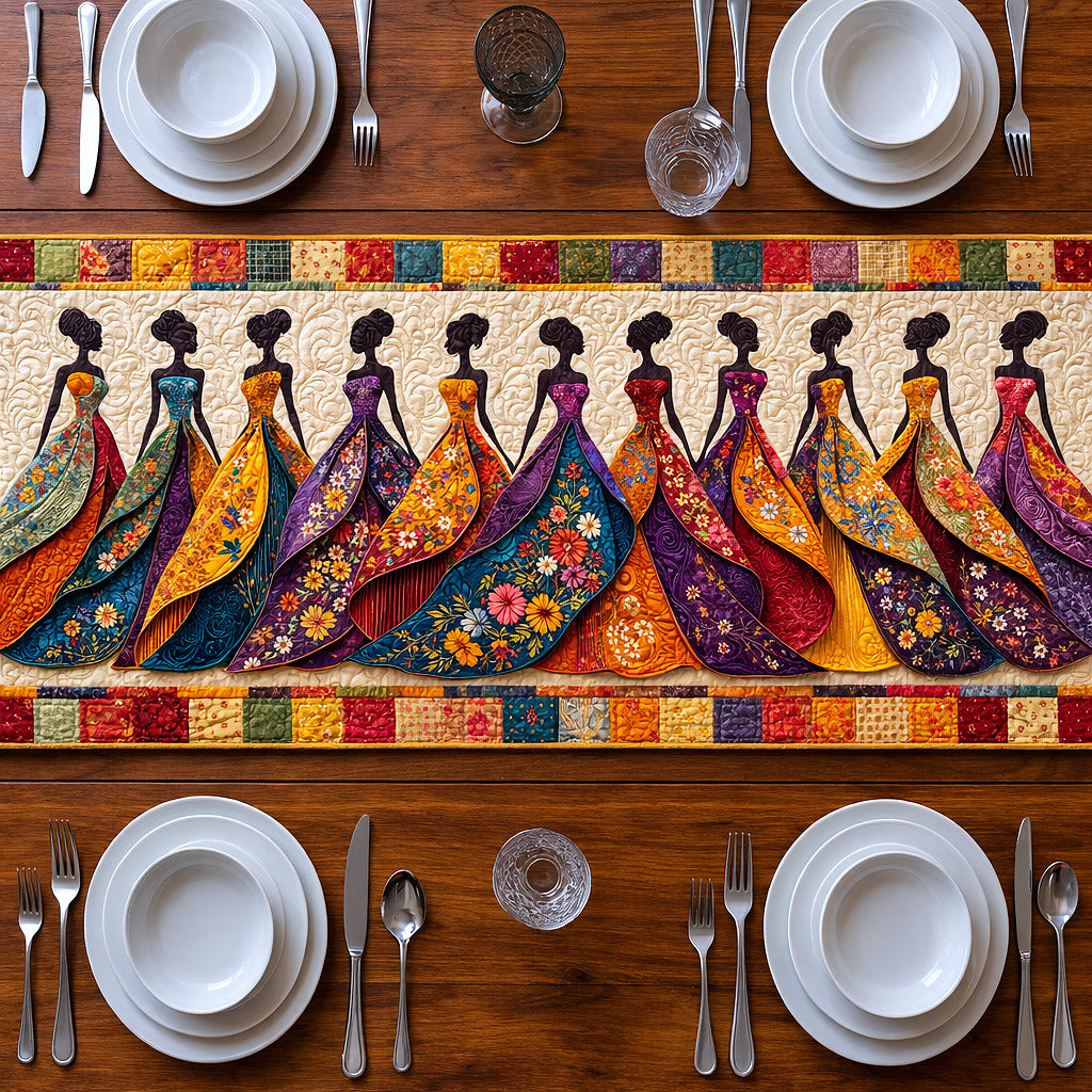 Ebony Glow Quilted Table Runner Dining Room Table Decor Best African American Gifts