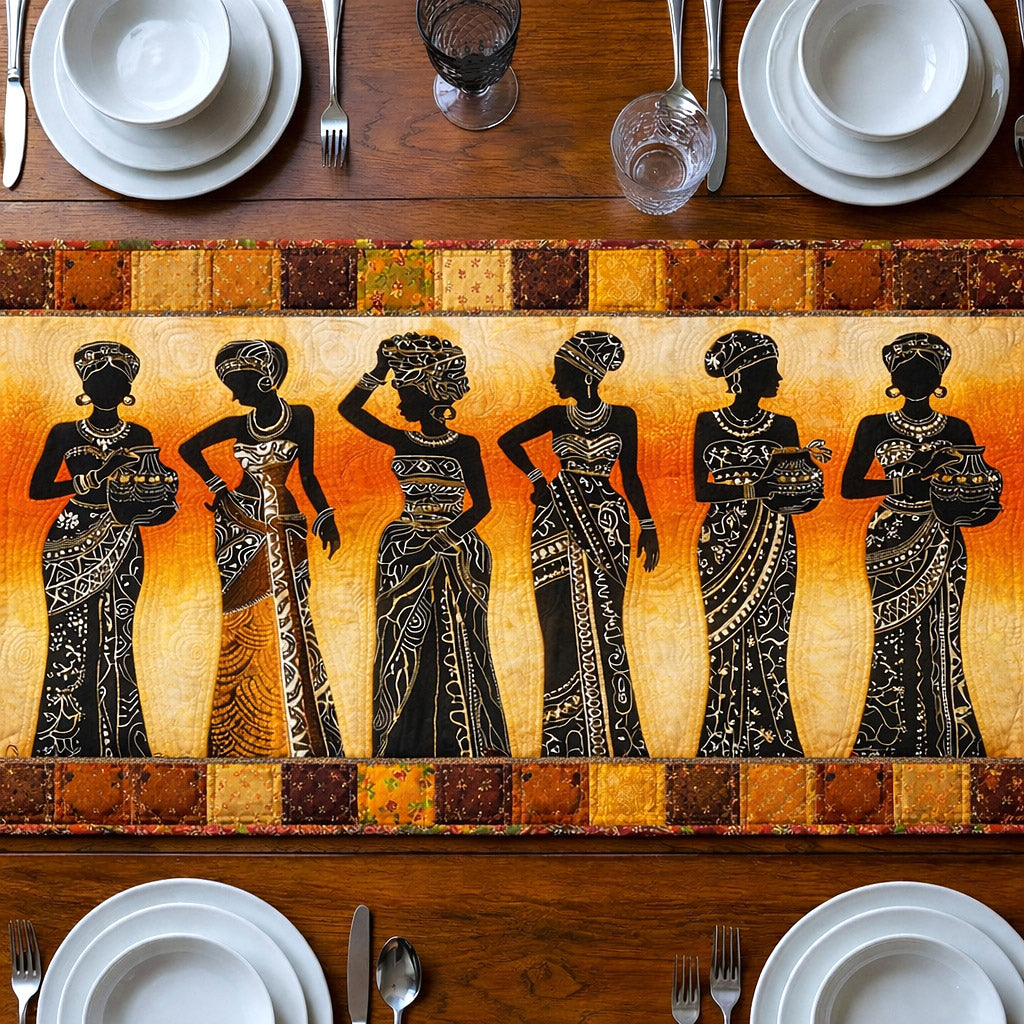 Ebony Glow Quilted Table Runner Dining Table Decor Ideas African American Gifts For Her