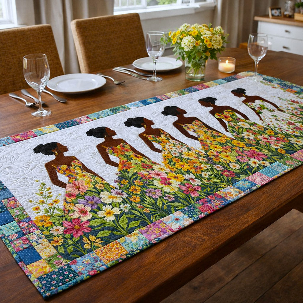 Ebony Glow Quilted Table Runner Dining Table Ideas Black History Month Gifts