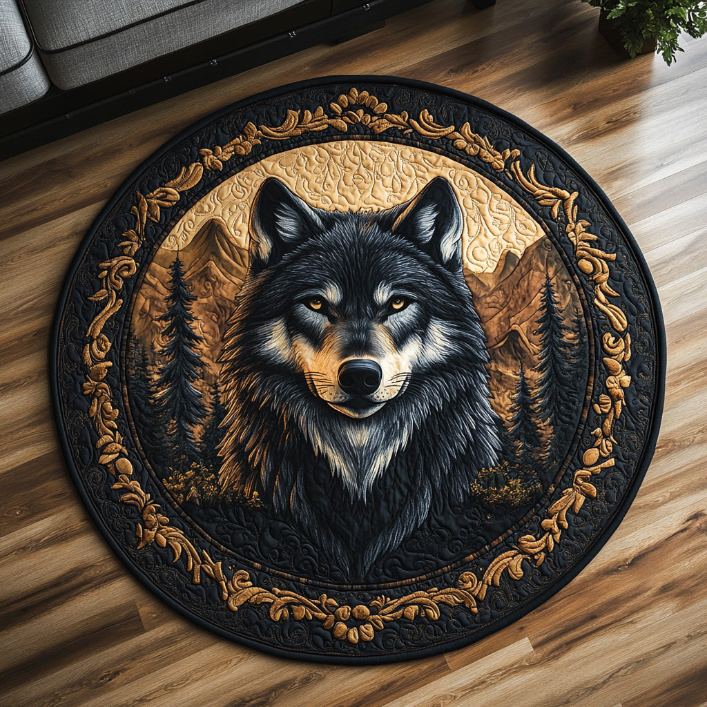 Echo Wolf Quilted Round Mat Round Indoor Area Rugs Fathers Day Gifts For Husband