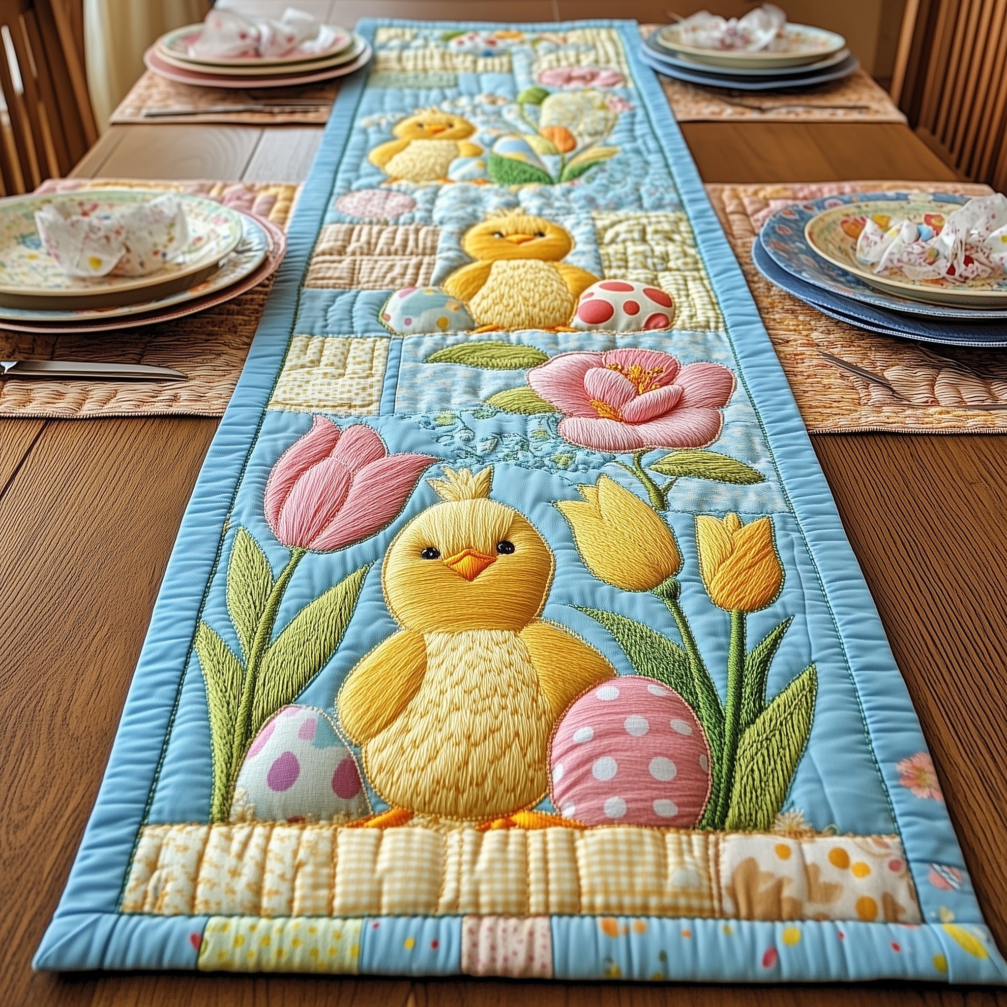 Egg Hunt Chick Quilted Table Runner Easter Sunday Table Decorations Cute Easter Gifts For Teen