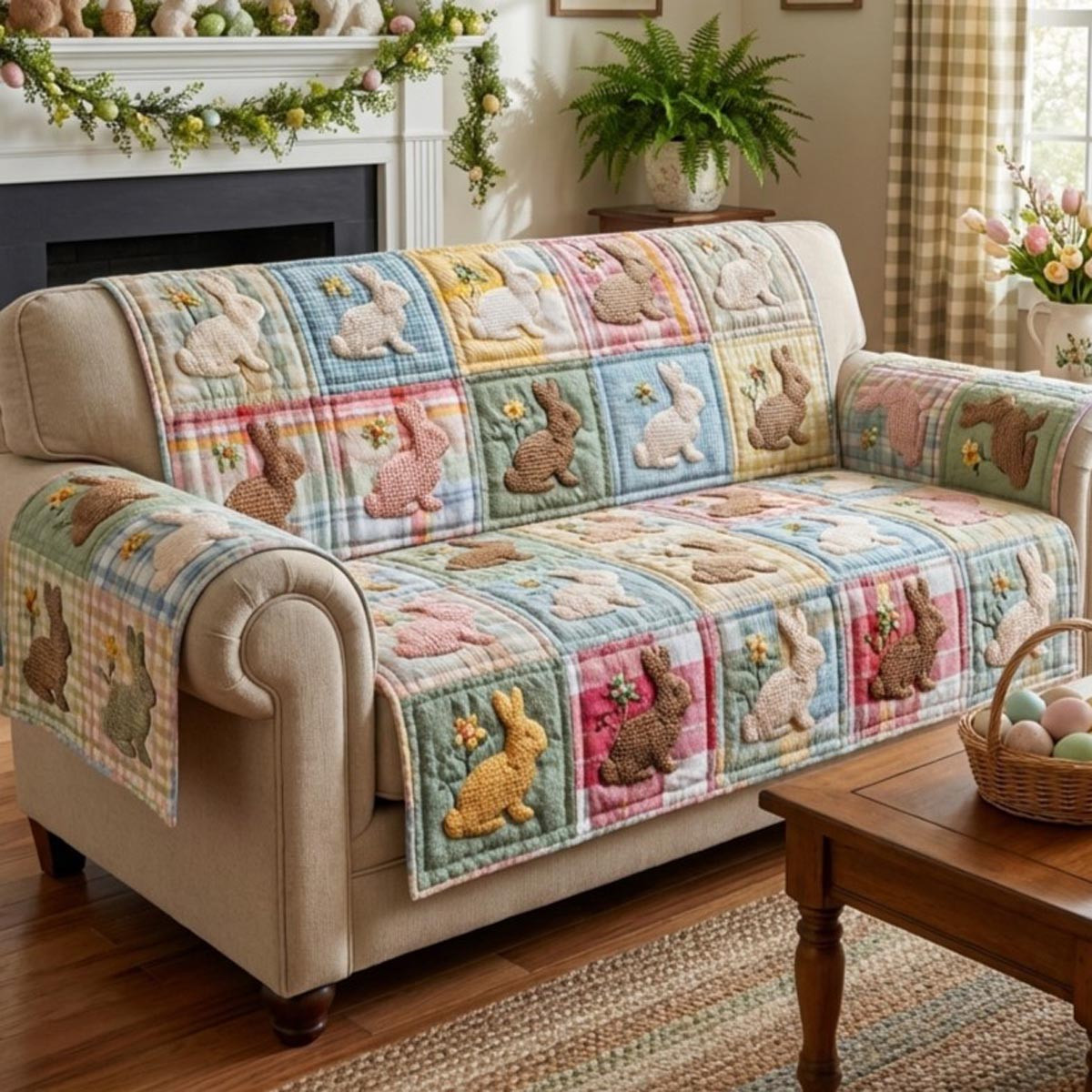 Egg Meadow Quilted Sofa Cover Best Slip Cover Sofa Easter Gifts For Her