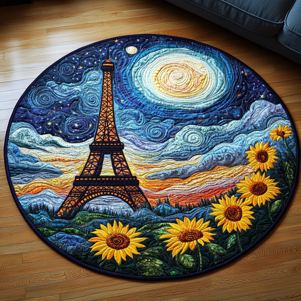 Eiffel Tower Dream Quilted Round Mat Round Rug Mat Mother S Day Gift Ideas