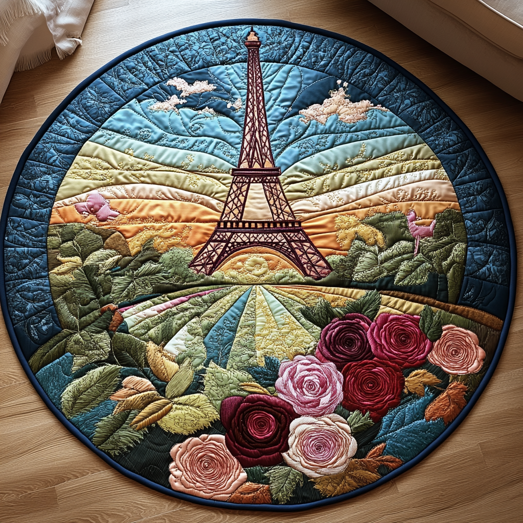 Eiffel Tower Views Quilted Round Mat Home Decor Items Unique Mother's Day Gifts