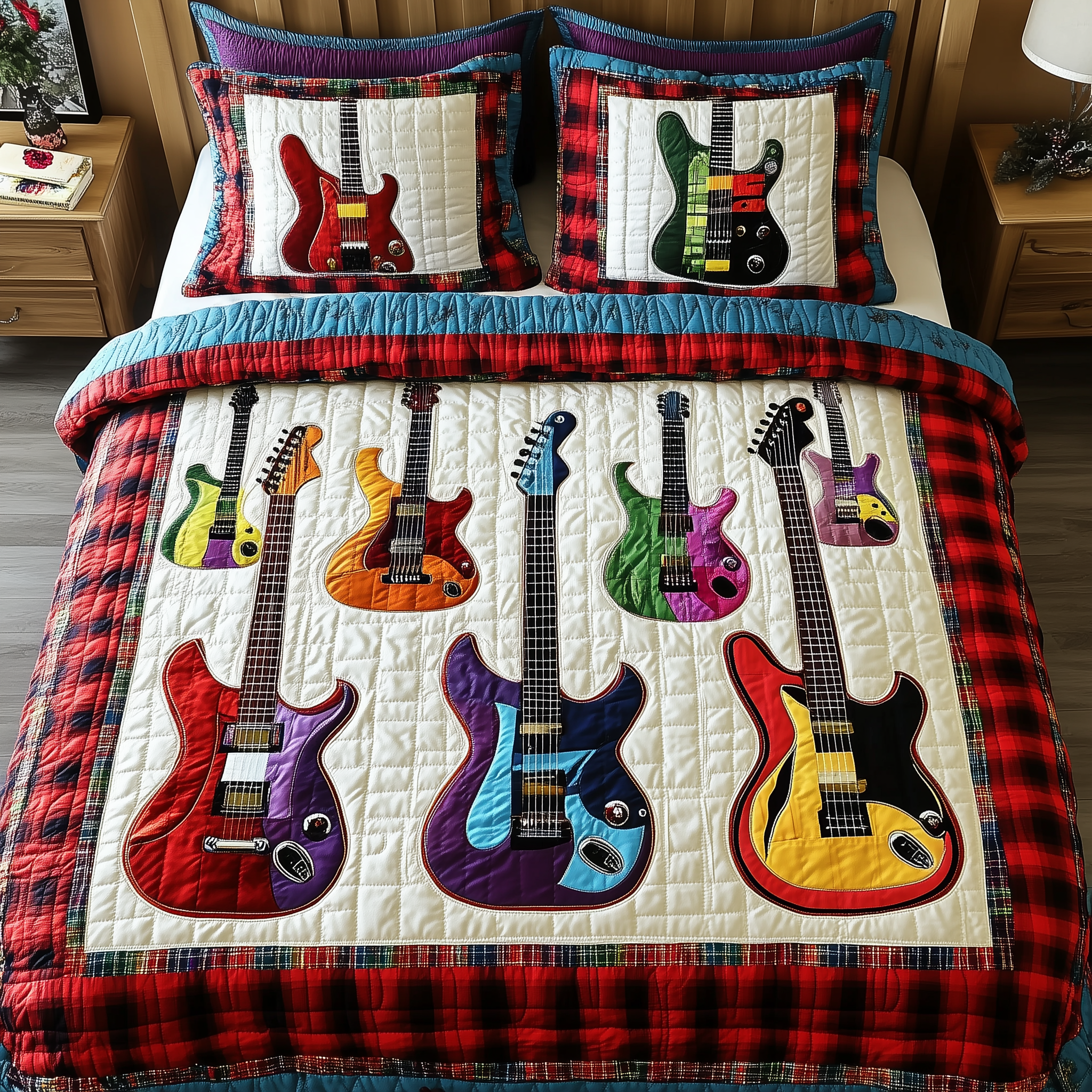 Electric Guitar Collection Quilted Bedding Set Best Sheets Ever Good Presents For Guitar Players