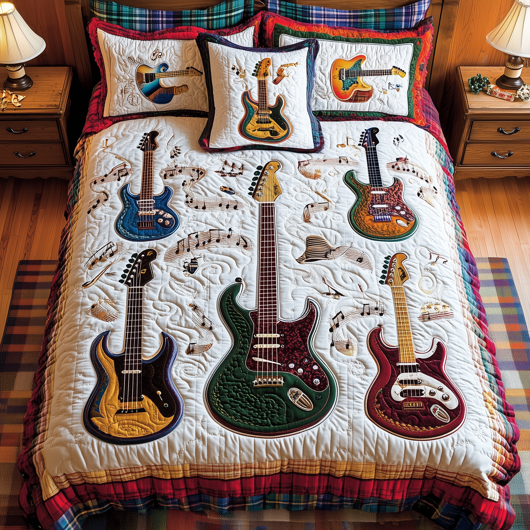 Electric Guitar Collection Quilted Bedding Set Good Bed Sheet Sets Cool Presents For Guitar Players