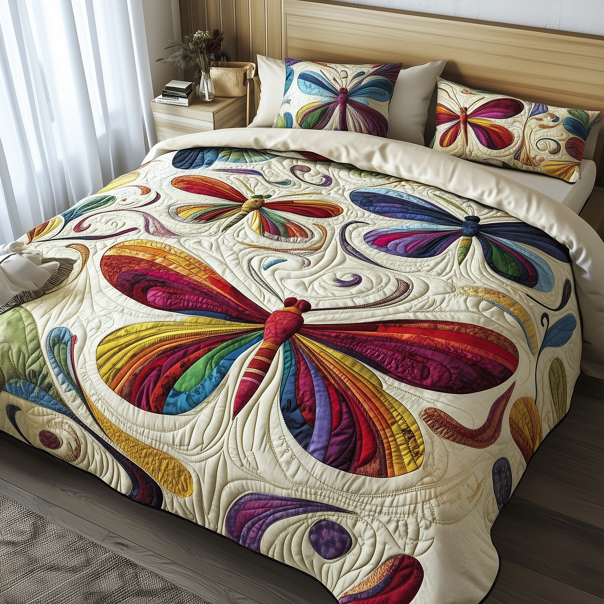 Elegance Dragonfly Quilted Bedding Set Bedroom Furniture Ideas Dragonfly Gifts For Women