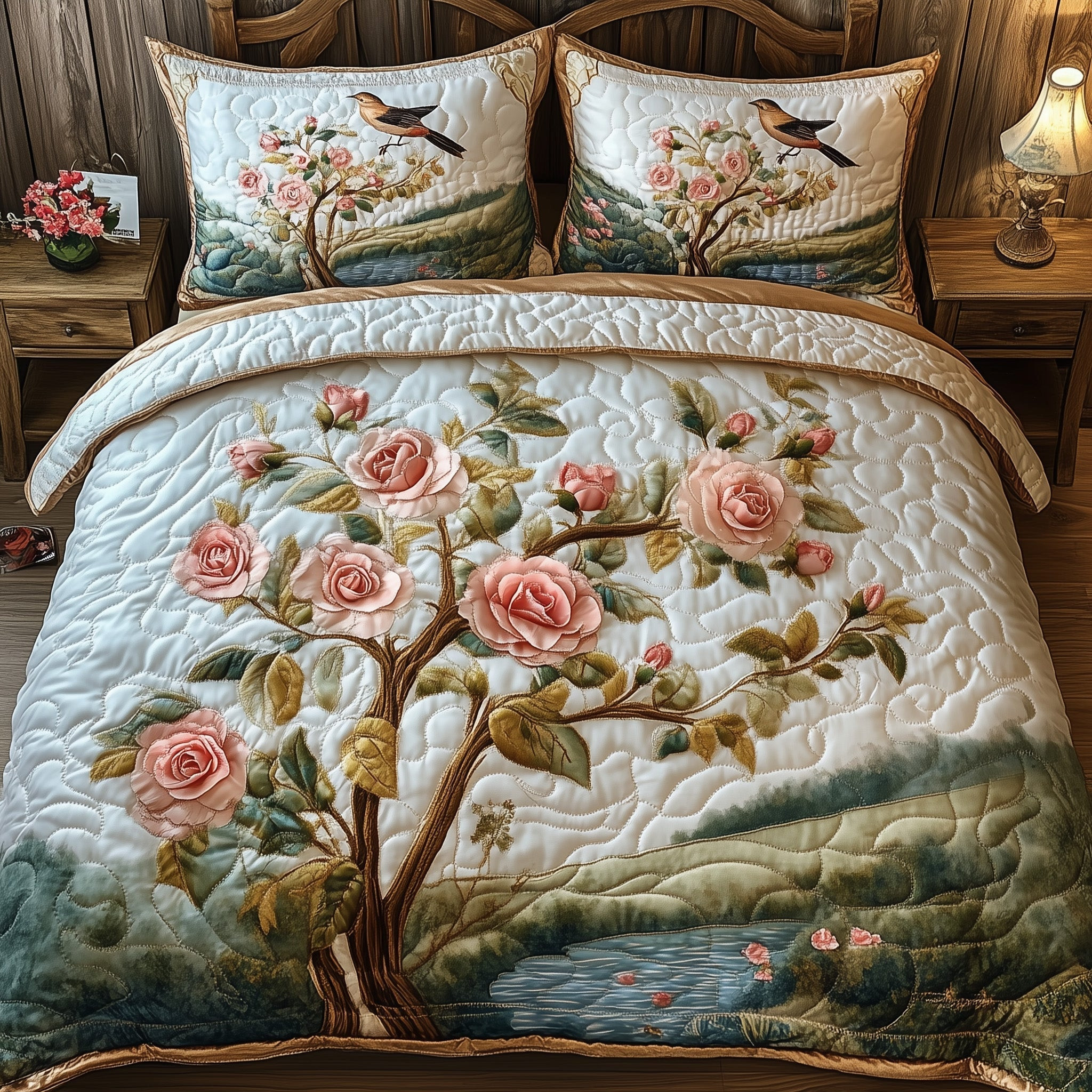 Elegance Rose Quilted Bedding Set Great Sheet Sets Mother's Day Ideas For Wife
