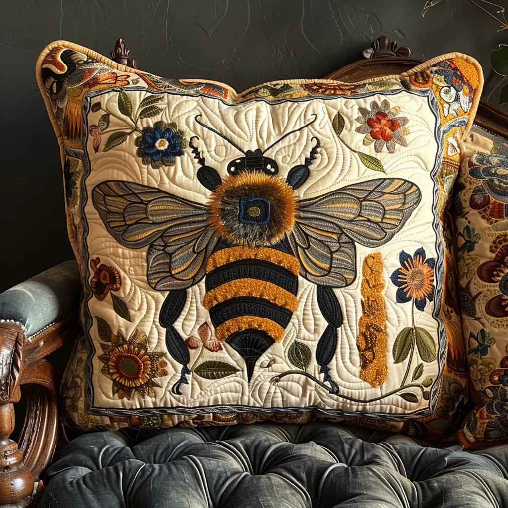 Elegant Bee Monarchy Quilted Pillow Case Couch Pillow Cover Decor Gifts For Him