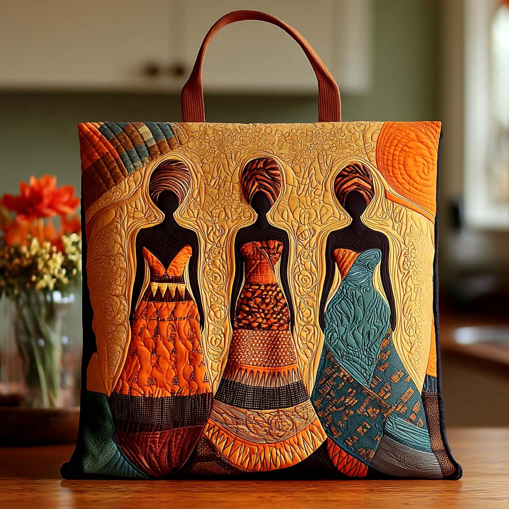 Elegant Black Grace Quilted Tote Bag Popular Designer Totes Melanin African American Gifts