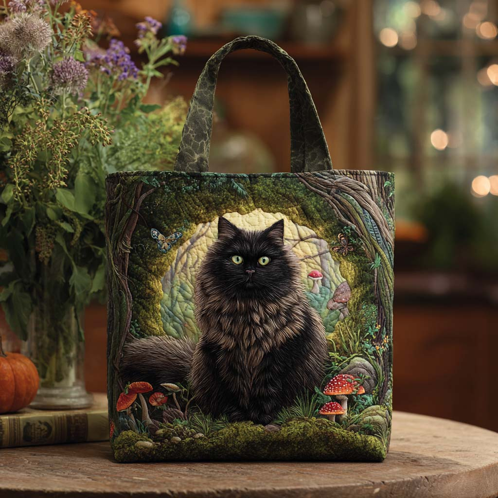 Elegant Cat Stare Quilted Tote Bag Patchwork Tote Bag Gifts For A Cat Lover
