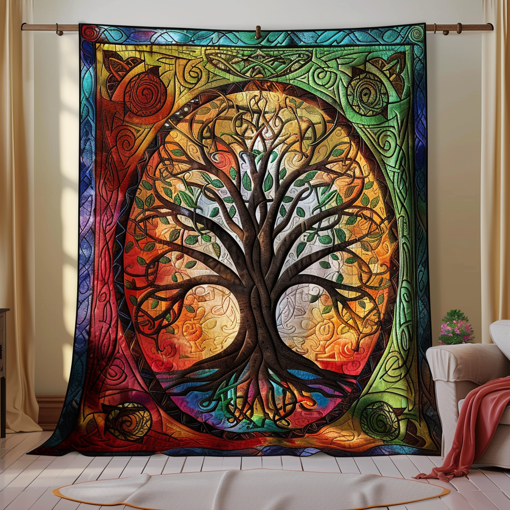 Elegant Celtic Tree of Life Quilted Blanket Great Bed Sets Tree Of Life Gifts For Men