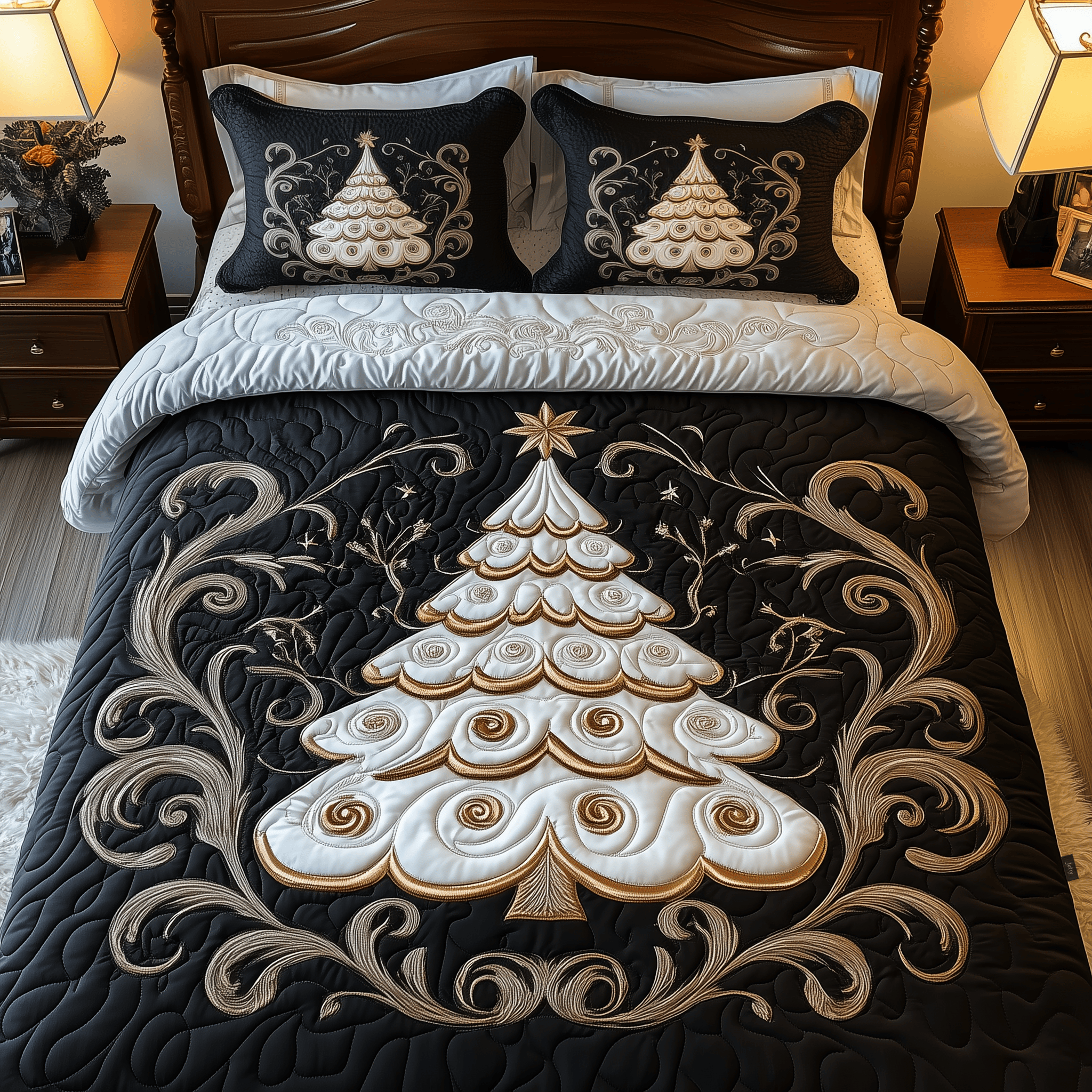 Elegant Christmas Tree Quilted Bedding Set Holiday Bedding Sets Good Christmas Gifts